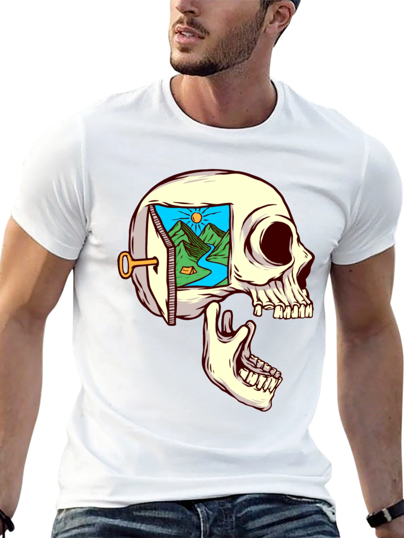 Skull Mindscape T-Shirt - Dreamy Graphic Tee