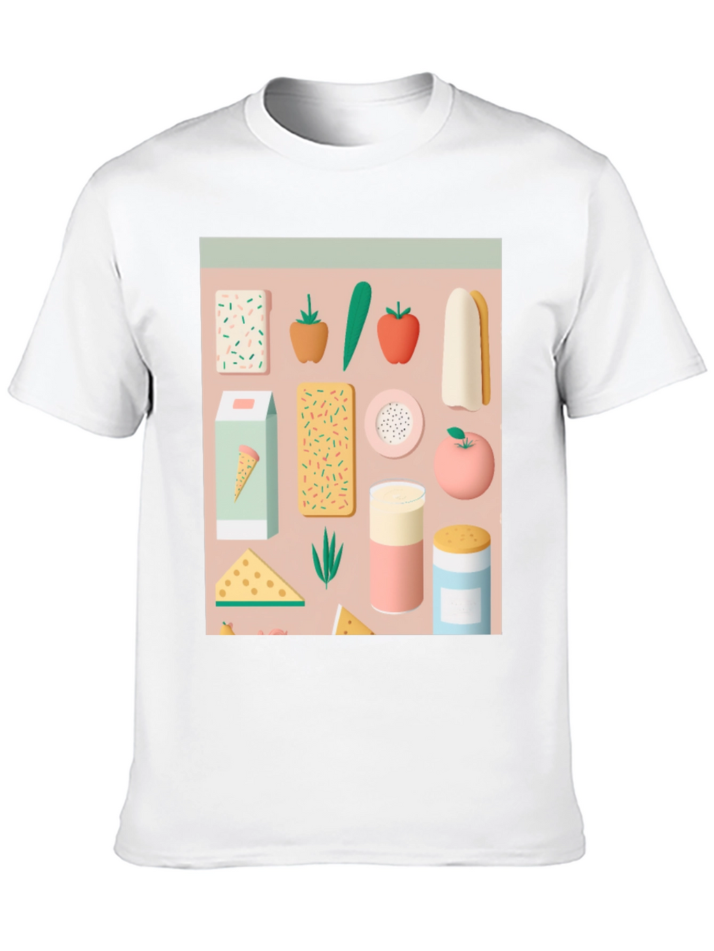 Fun Food Pattern Black T-Shirt