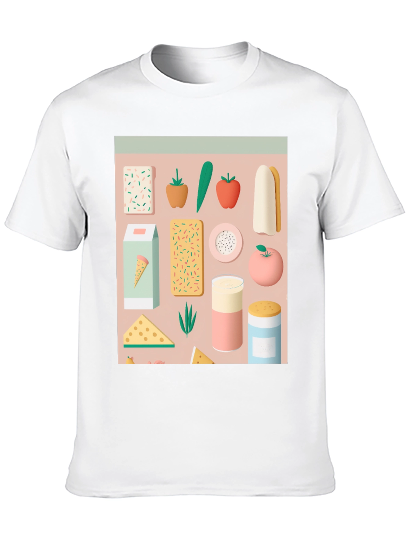 Fun Food Pattern Black T-Shirt