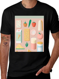 Fun Food Pattern Black T-Shirt