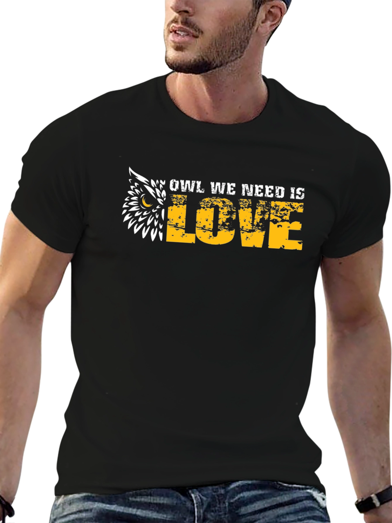 Owl We Need Is Love Graphic Tee - Mens Black T-Shirt