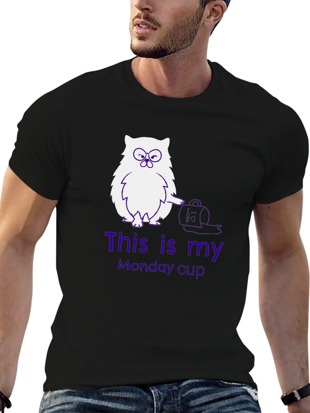 Funny Owl Monday Cup Graphic T-Shirt