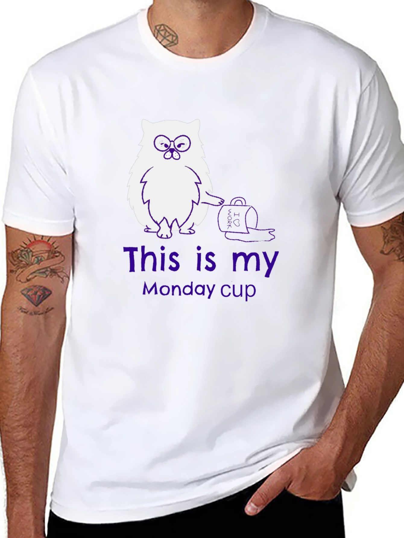 Funny Owl Monday Cup Graphic T-Shirt