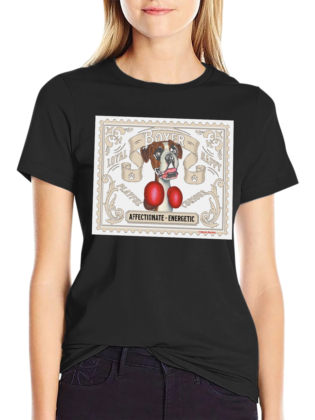 Boxer Dog Stamp T-Shirt: Loyal Playful Energetic