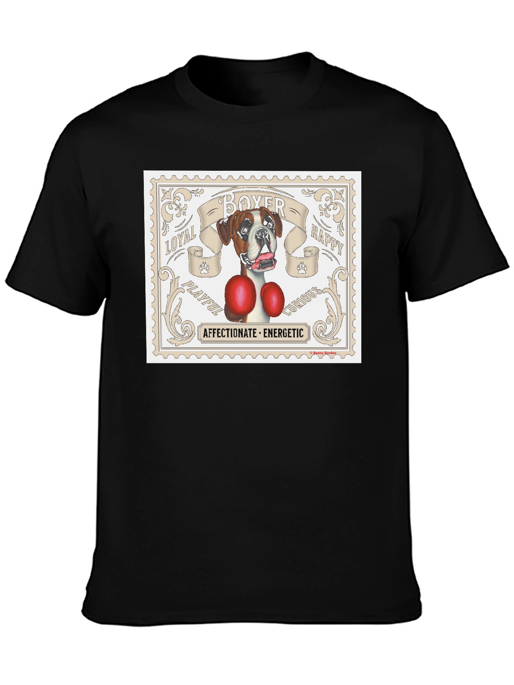 Boxer Dog Stamp T-Shirt: Loyal Playful Energetic