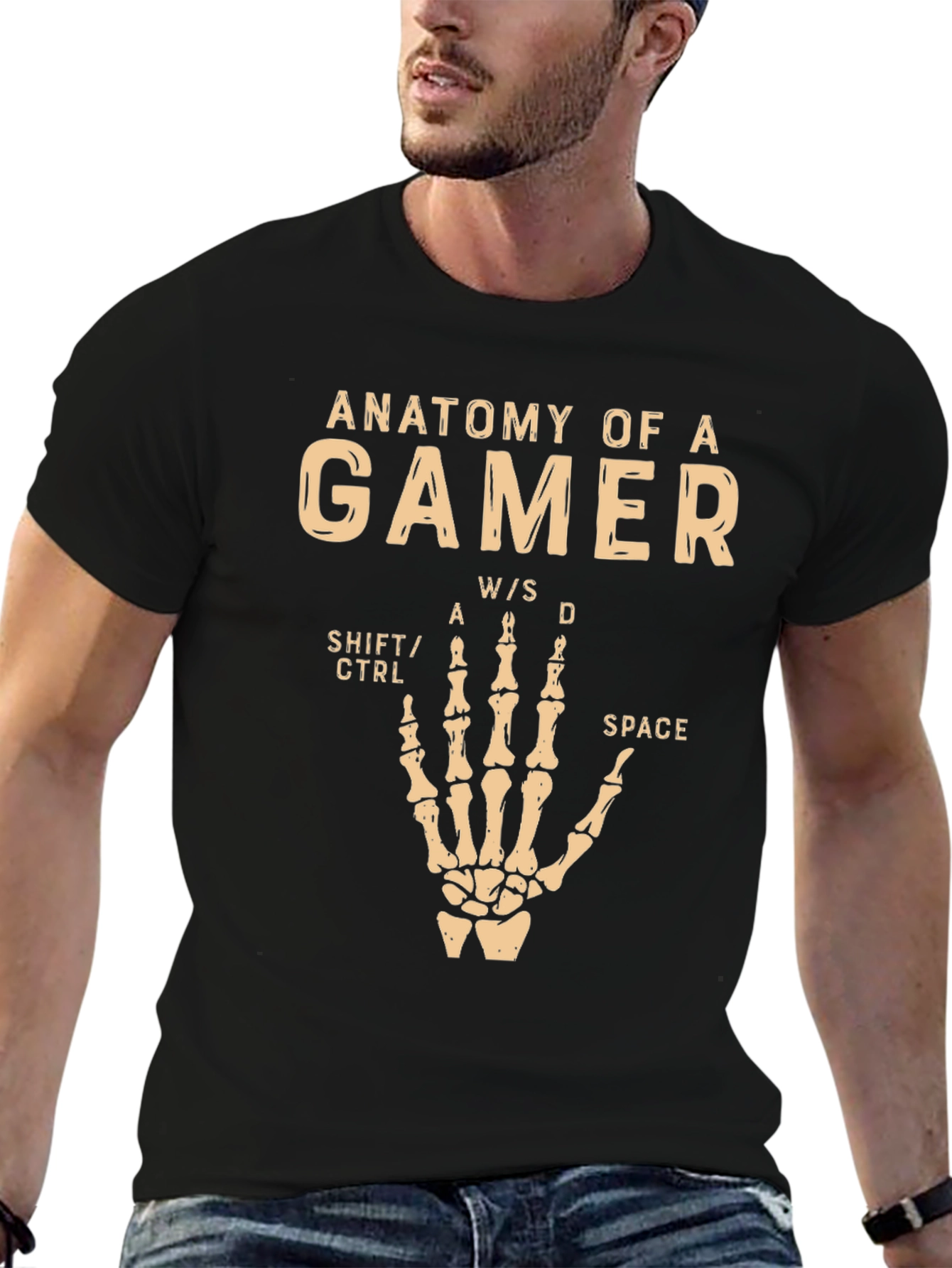 Anatomy of a Gamer Black T-Shirt - Funny Gaming Tee