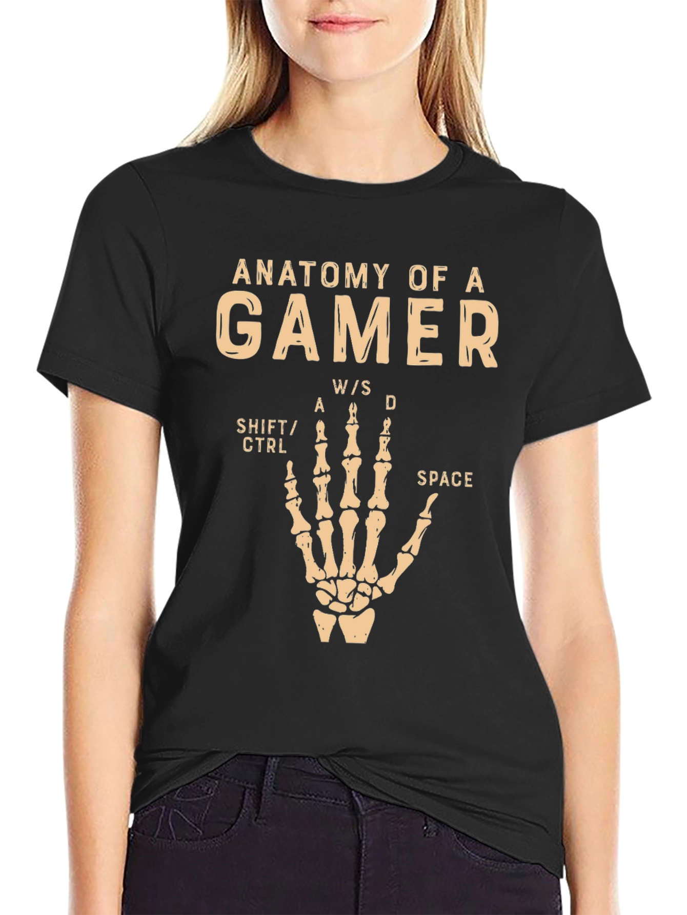 Anatomy of a Gamer Black T-Shirt - Funny Gaming Tee