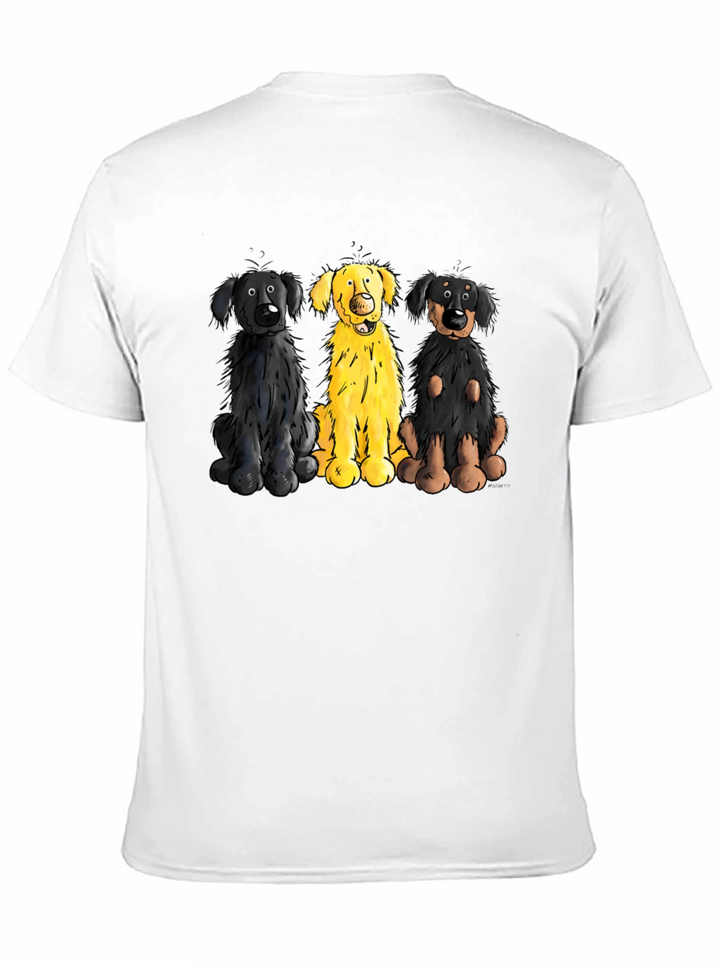 Cartoon Dog Trio Graphic Black T-Shirt