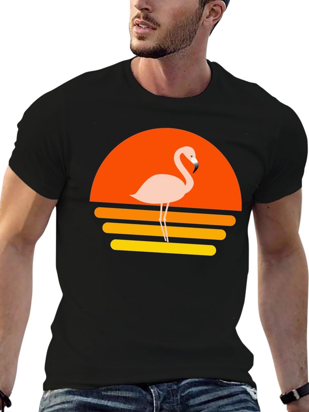 Retro Flamingo Sunset Graphic T-Shirt