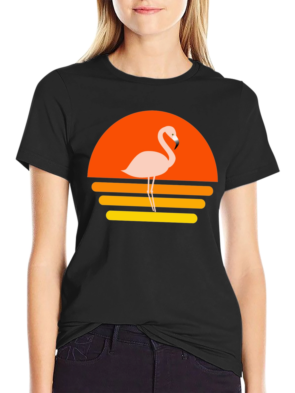 Retro Flamingo Sunset Graphic T-Shirt