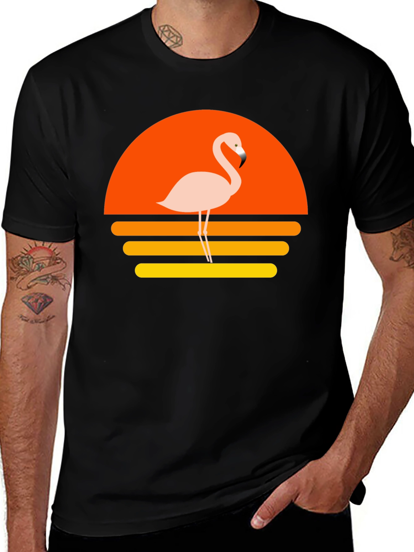 Retro Flamingo Sunset Graphic T-Shirt