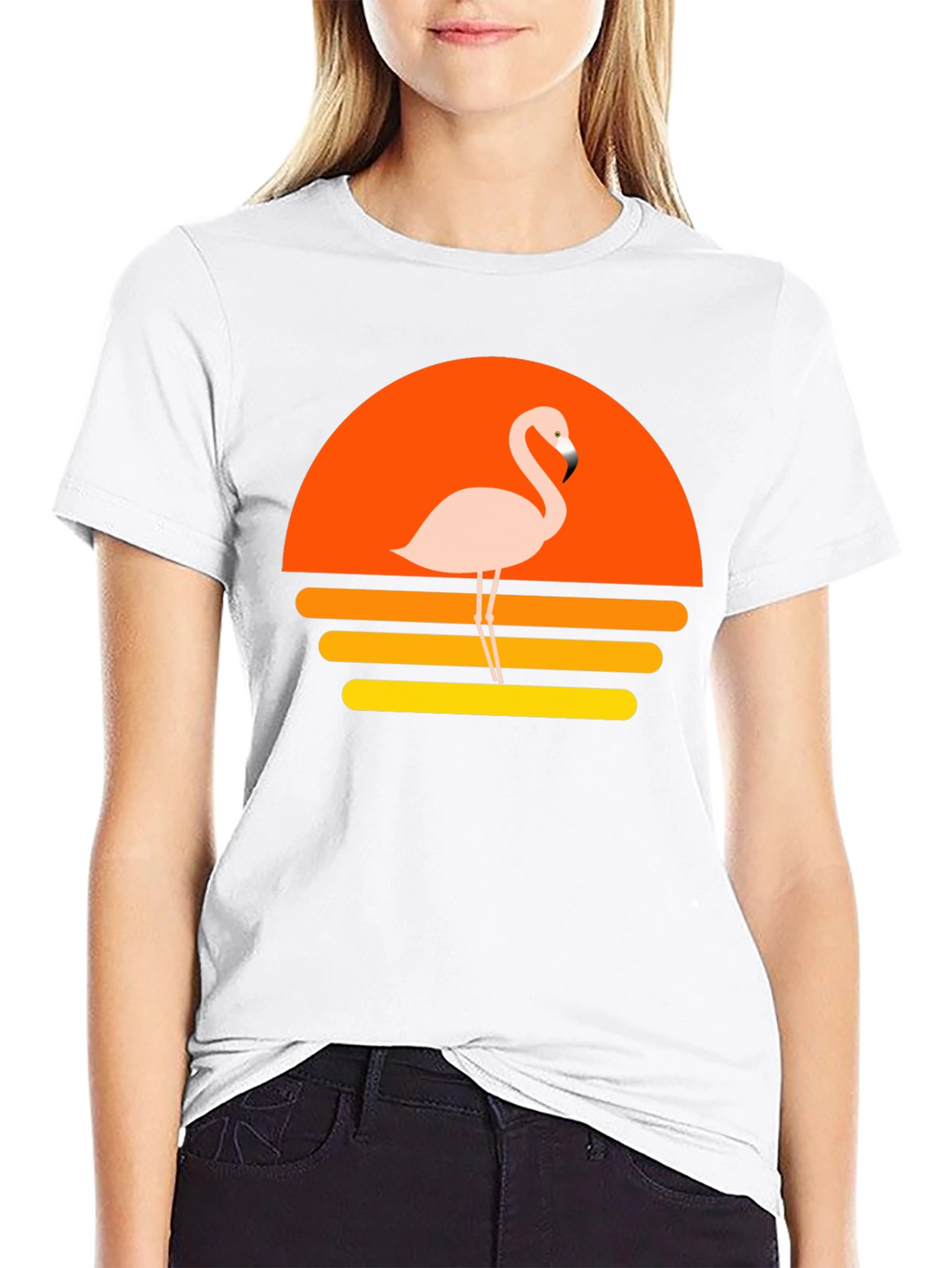 Retro Flamingo Sunset Graphic T-Shirt