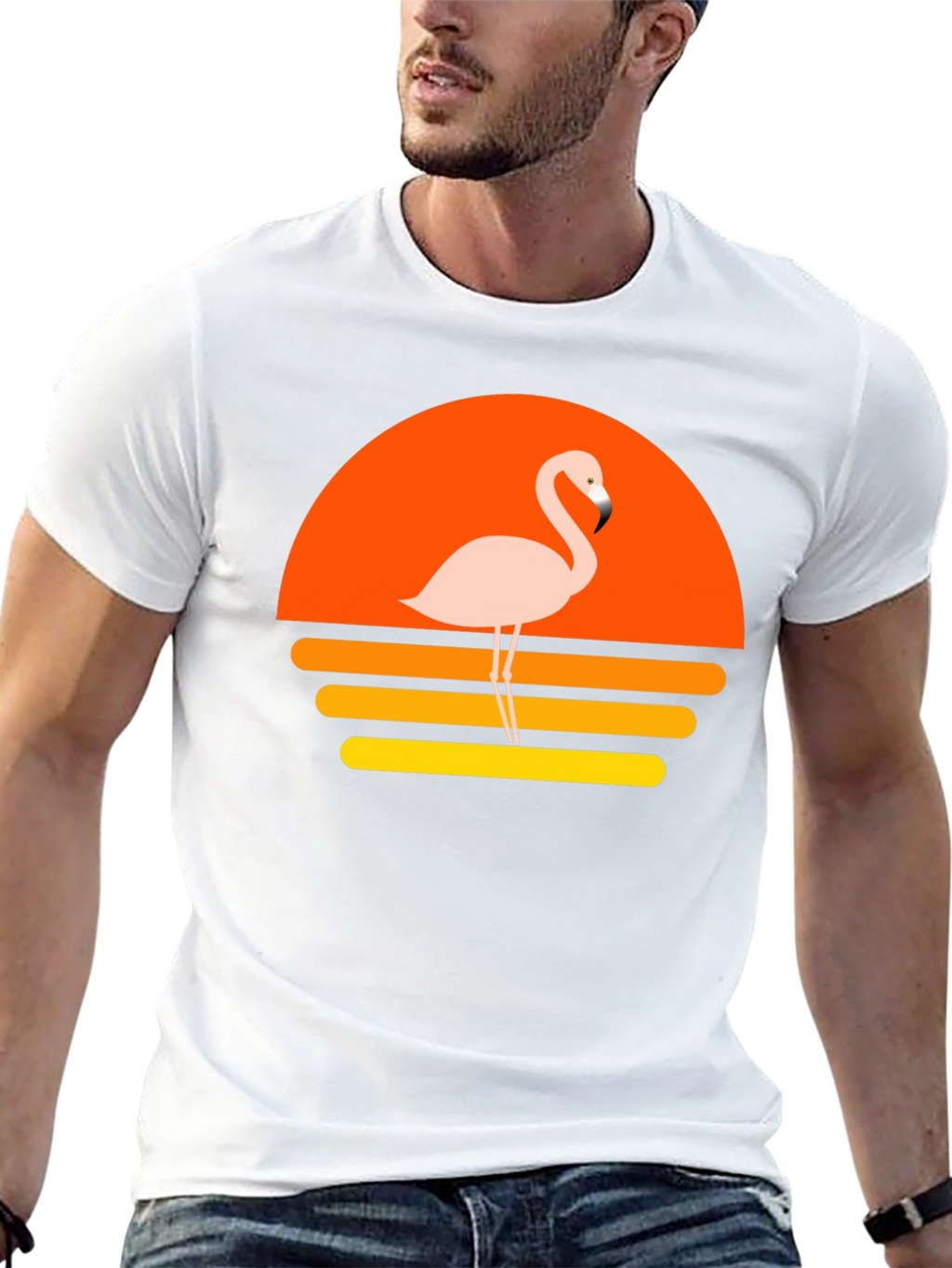 Retro Flamingo Sunset Graphic T-Shirt