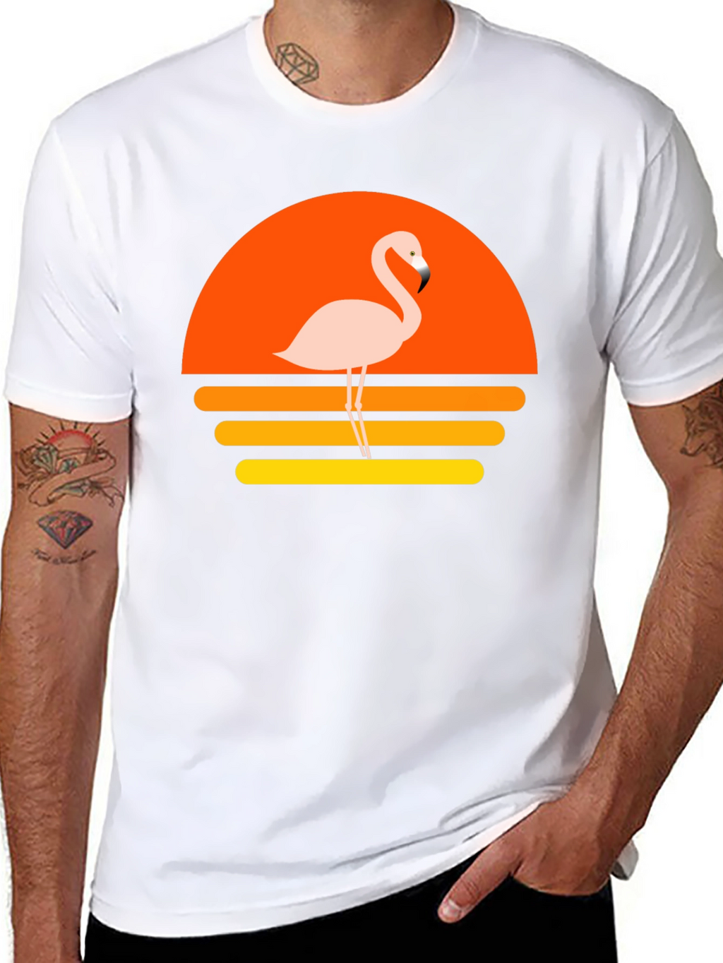 Retro Flamingo Sunset Graphic T-Shirt