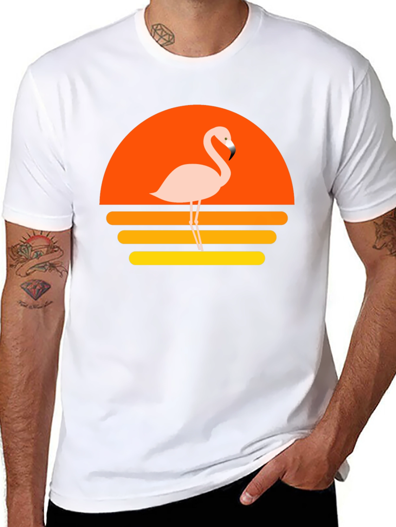 Retro Flamingo Sunset Graphic T-Shirt
