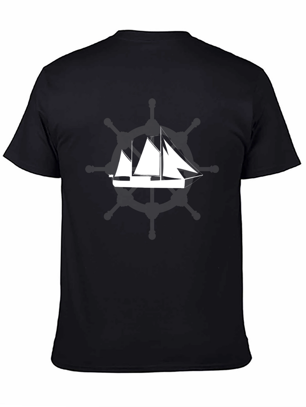 Mens Black T-Shirt with Sailboat Graphic