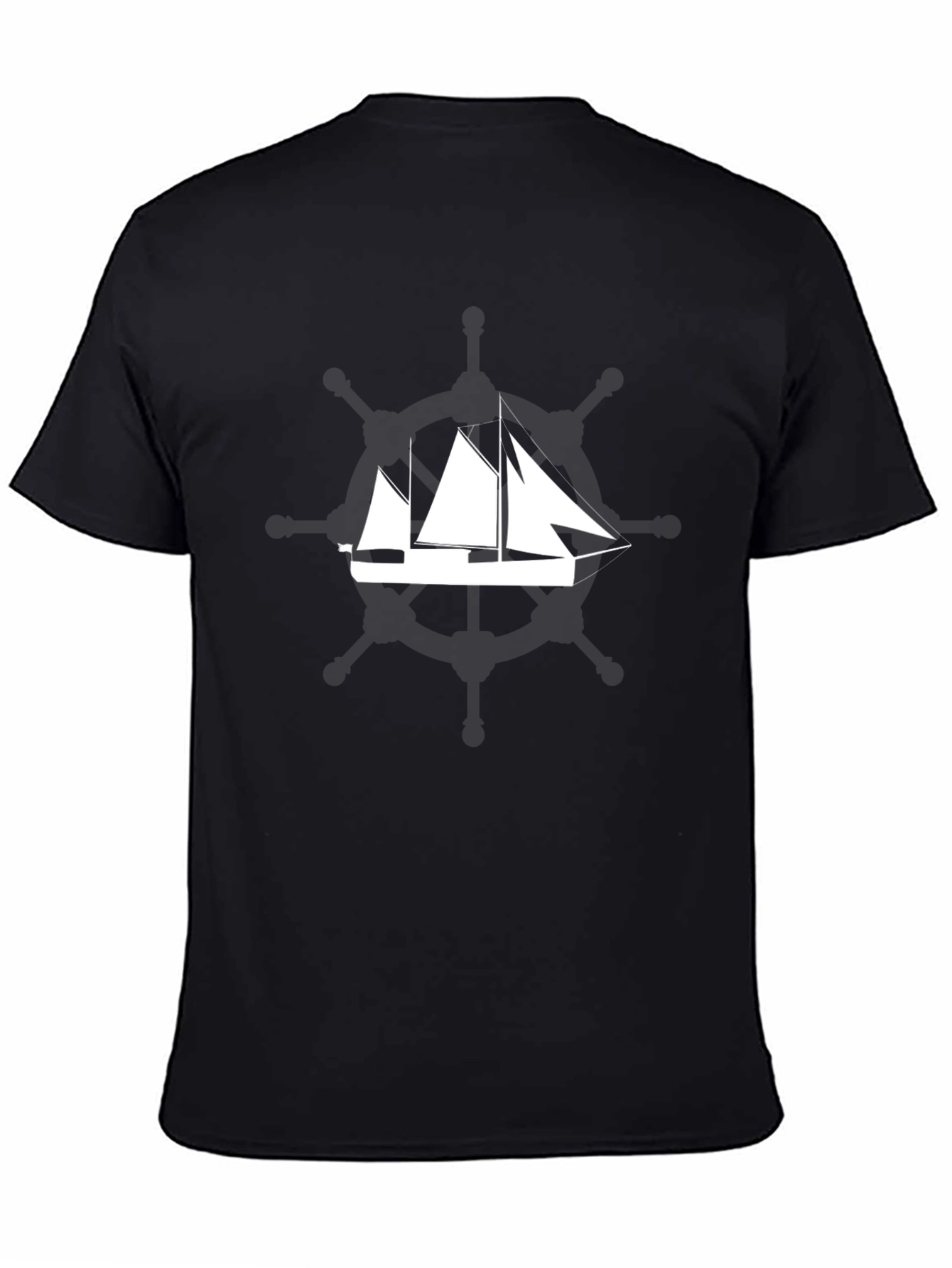 Mens Black T-Shirt with Sailboat Graphic