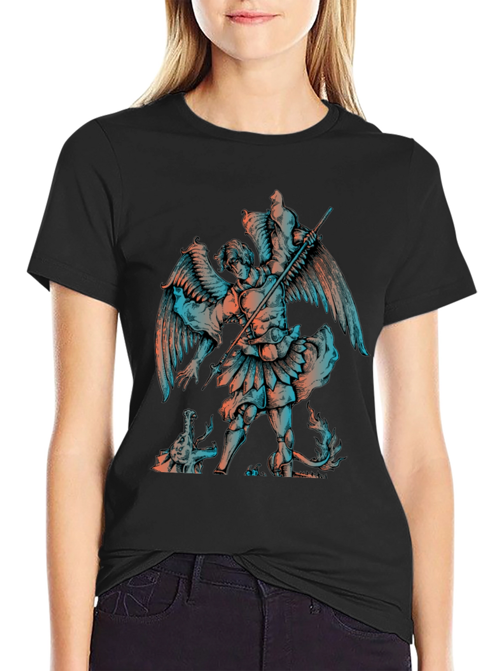 Angel vs Dragon Graphic Print T-Shirt