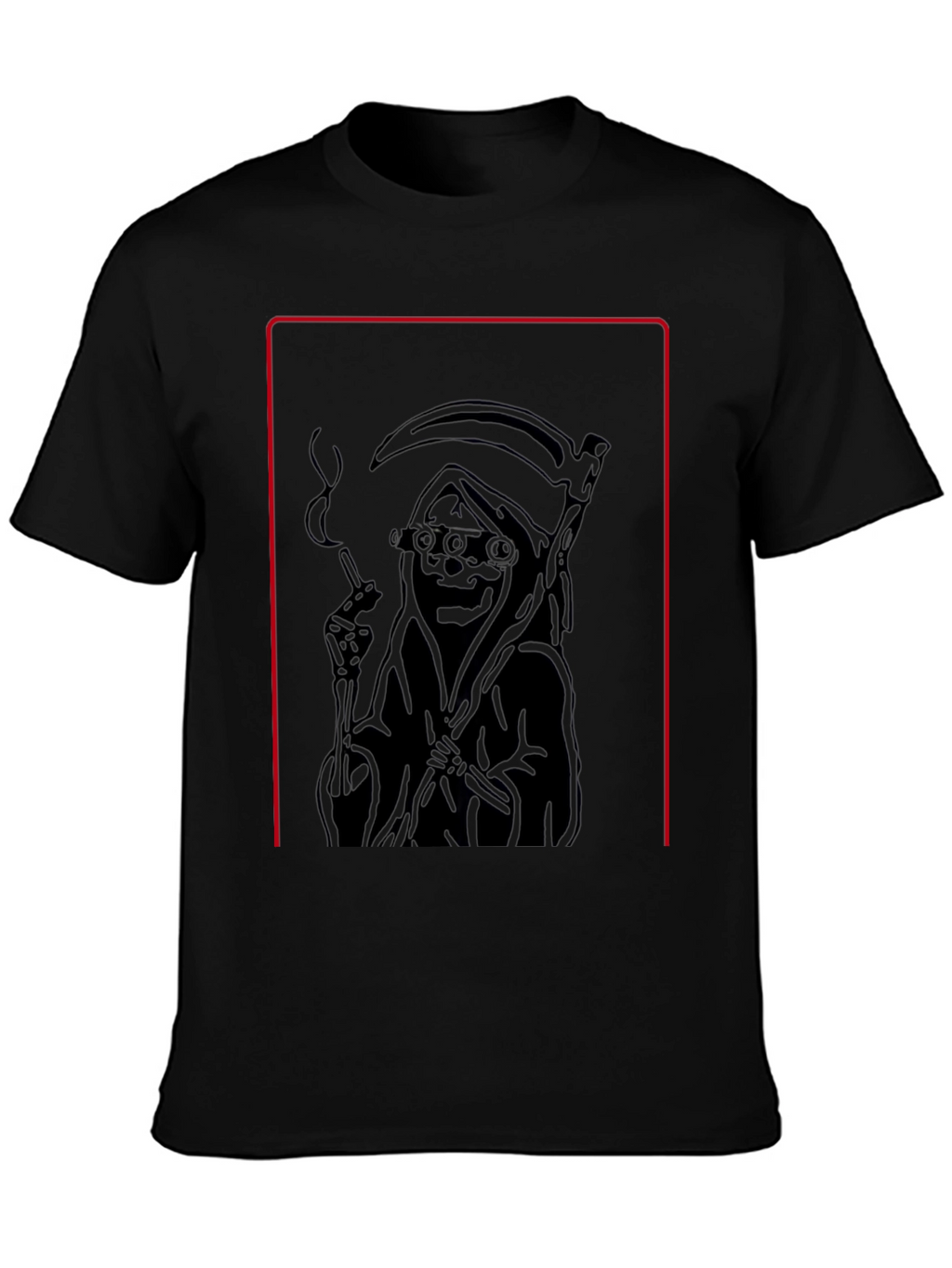 Grim Reaper Smoking Black T-Shirt - Cool Graphic Tee