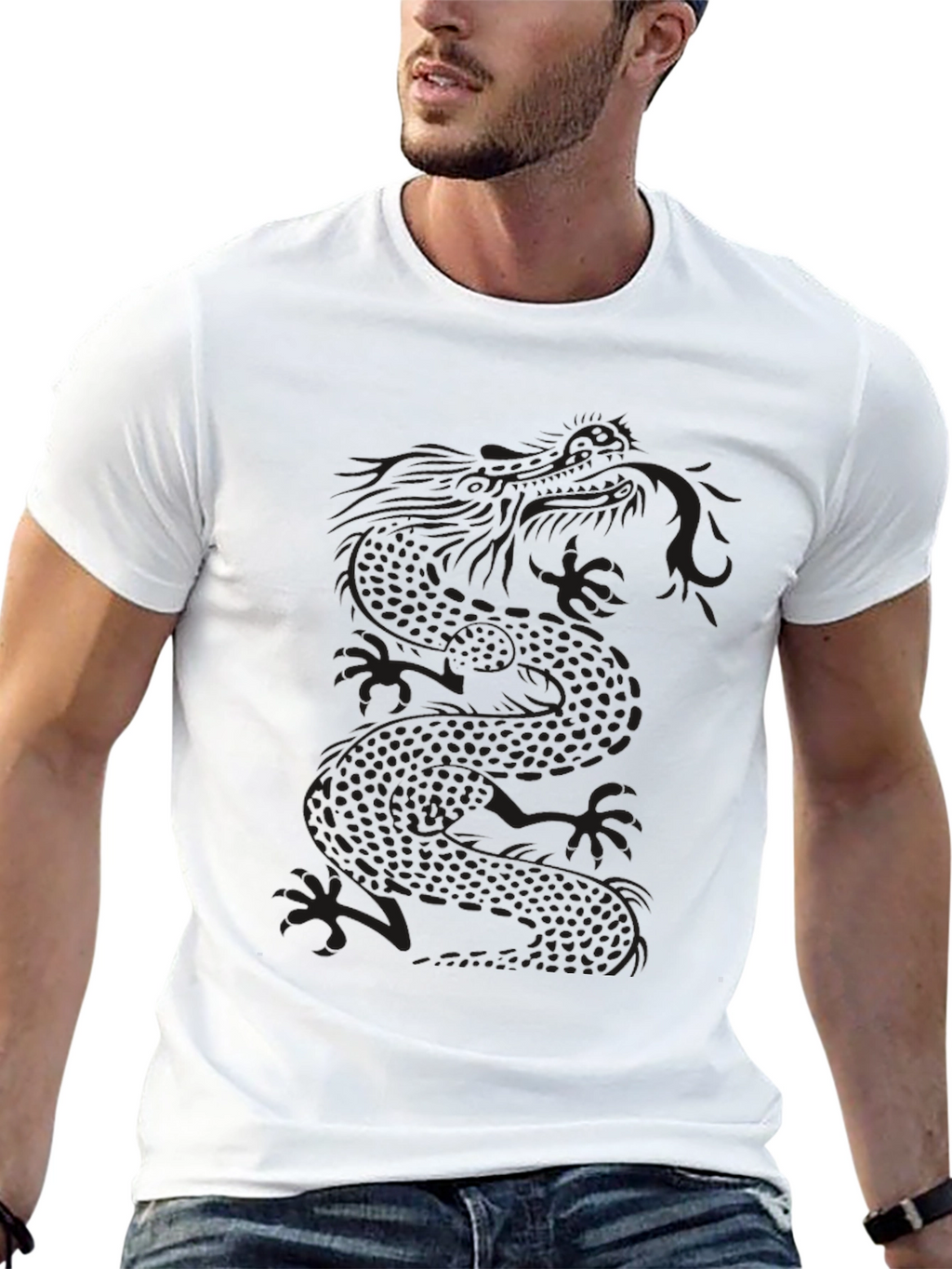 Mens Black Dragon Graphic T-Shirt