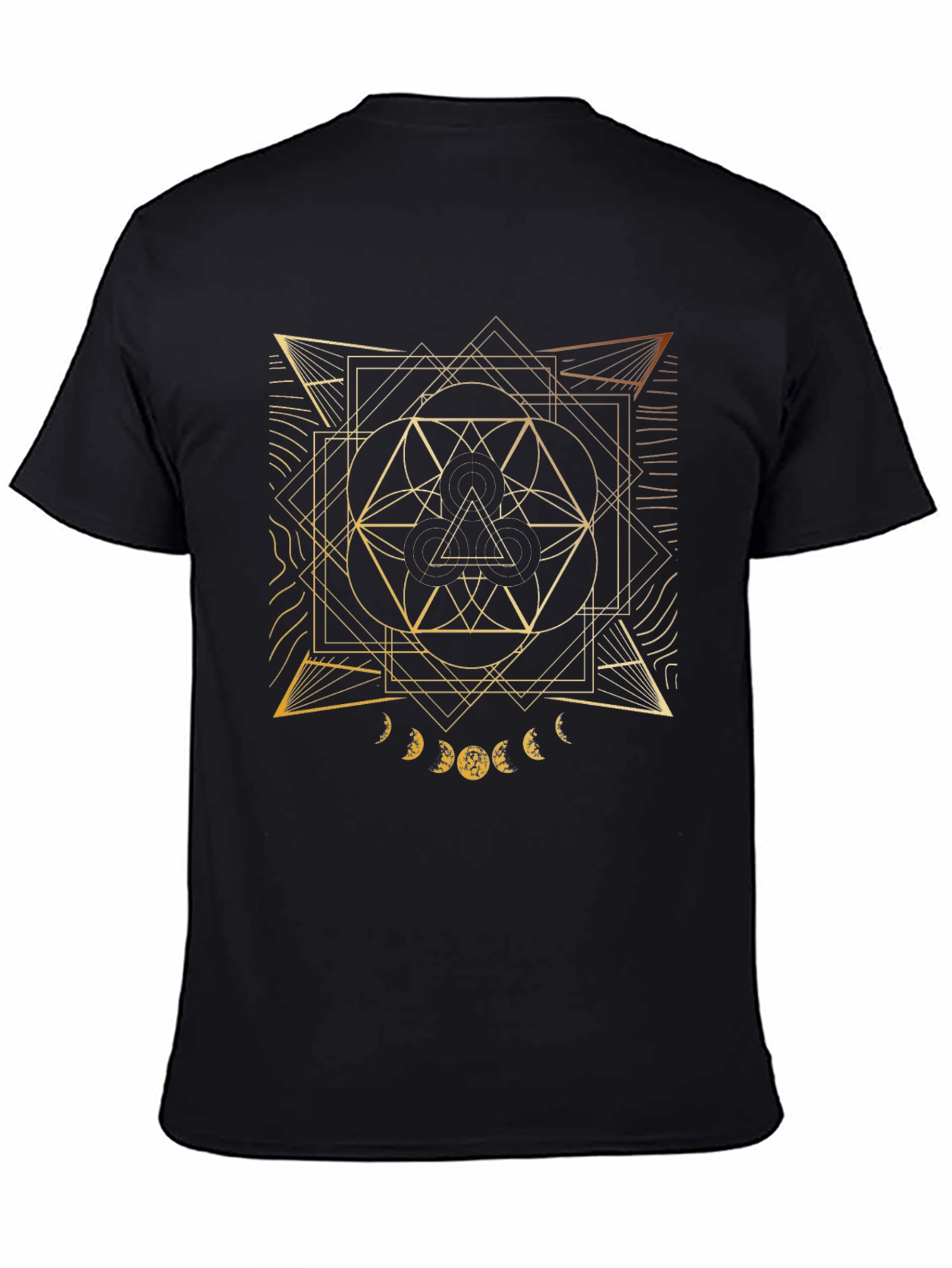 Geometric Gold Design Black T-Shirt