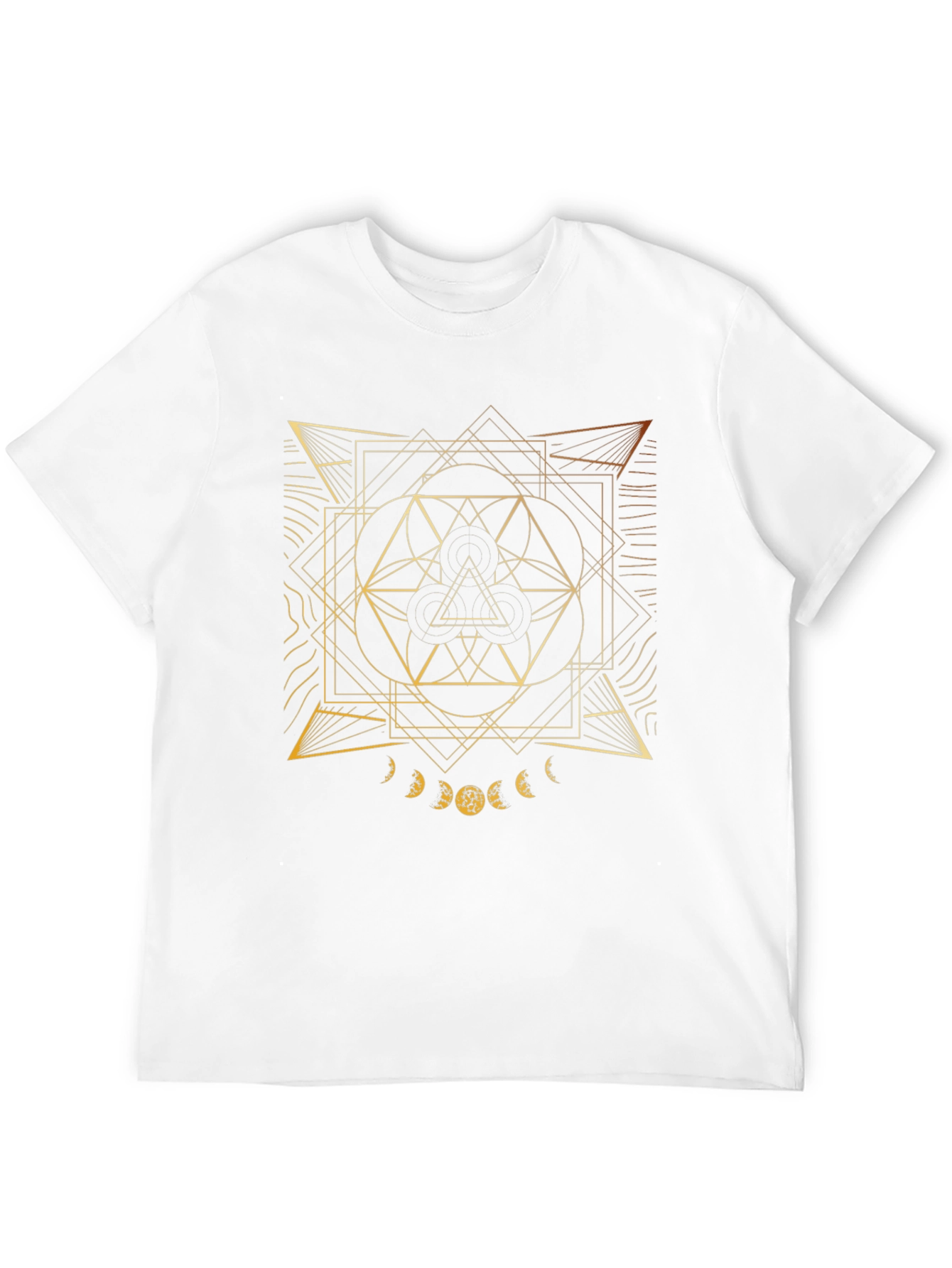 Geometric Gold Design Black T-Shirt