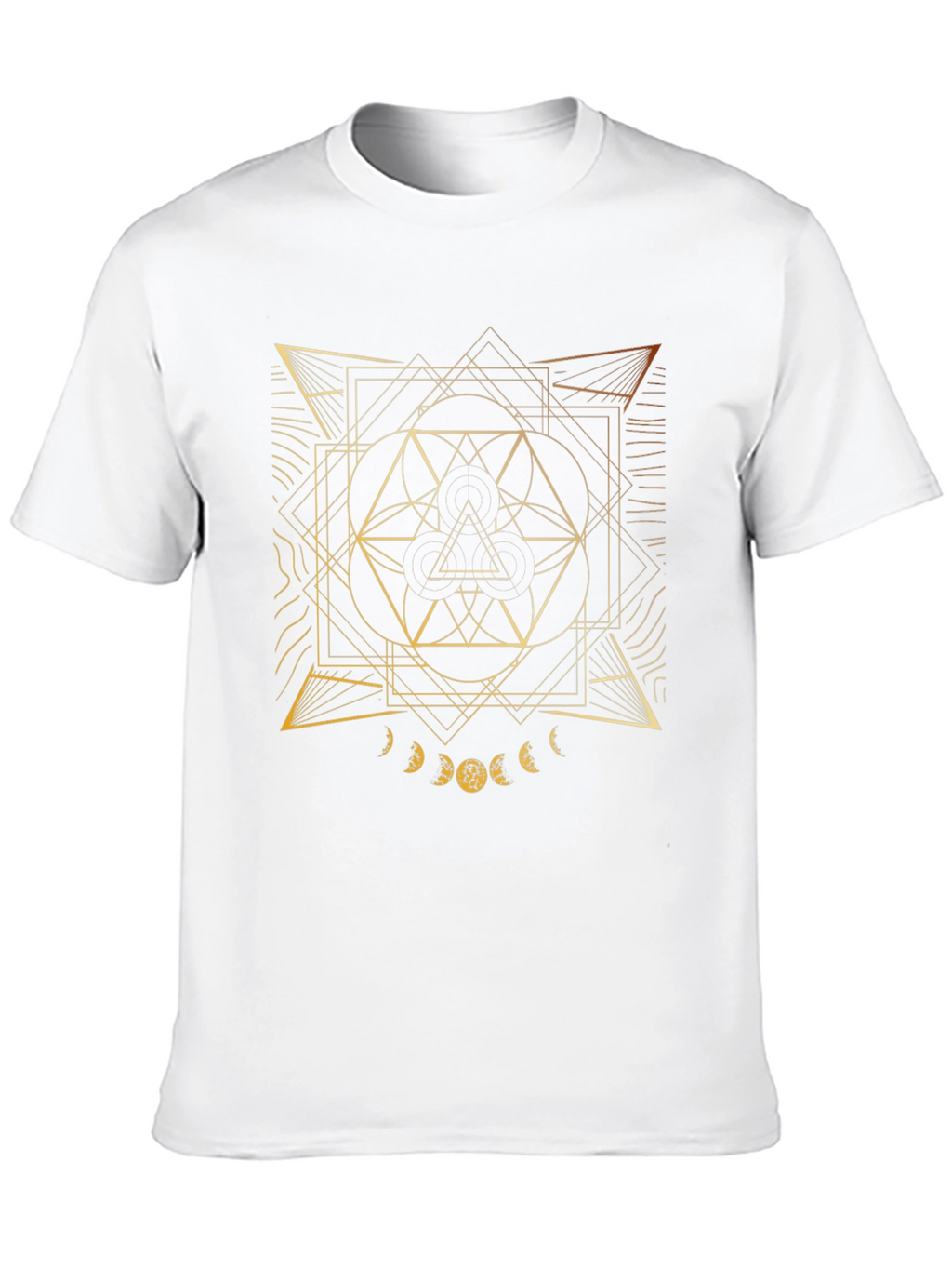 Geometric Gold Design Black T-Shirt