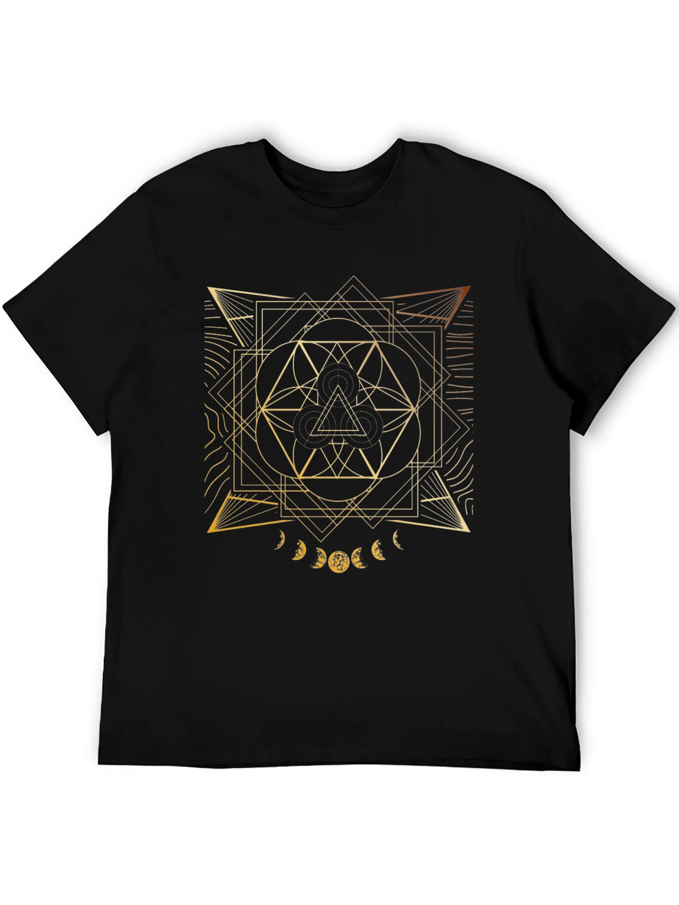 Geometric Gold Design Black T-Shirt