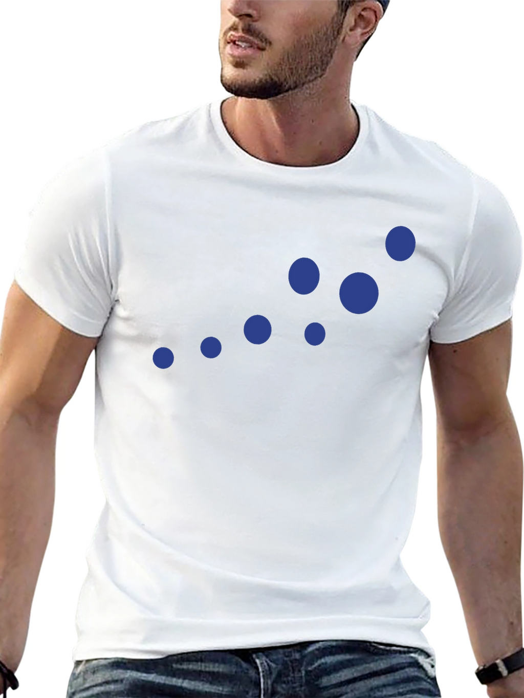 Stylish Black Tee with Blue Dots