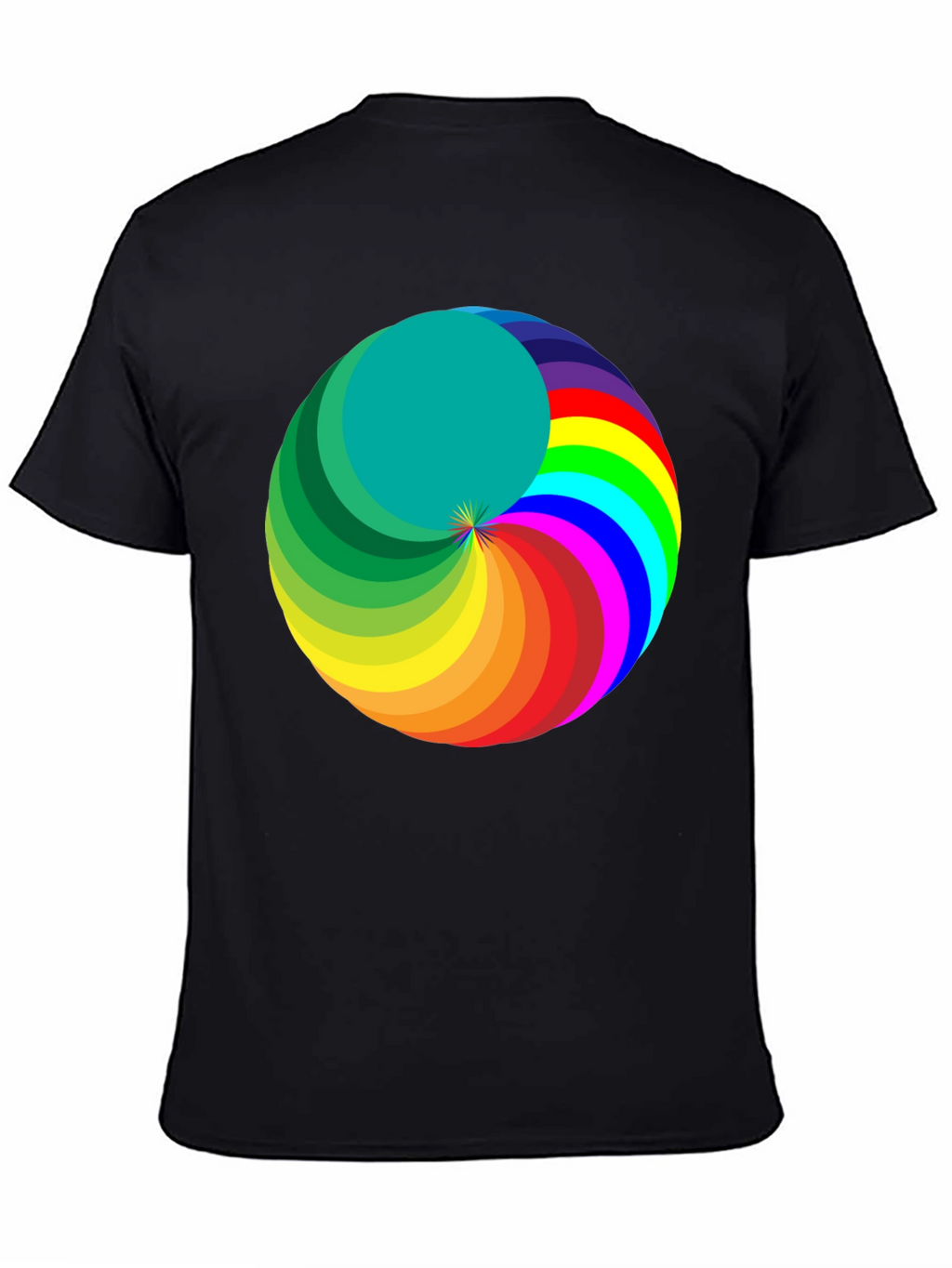Rainbow Swirl Graphic Tee - Modern Mens Black T-Shirt