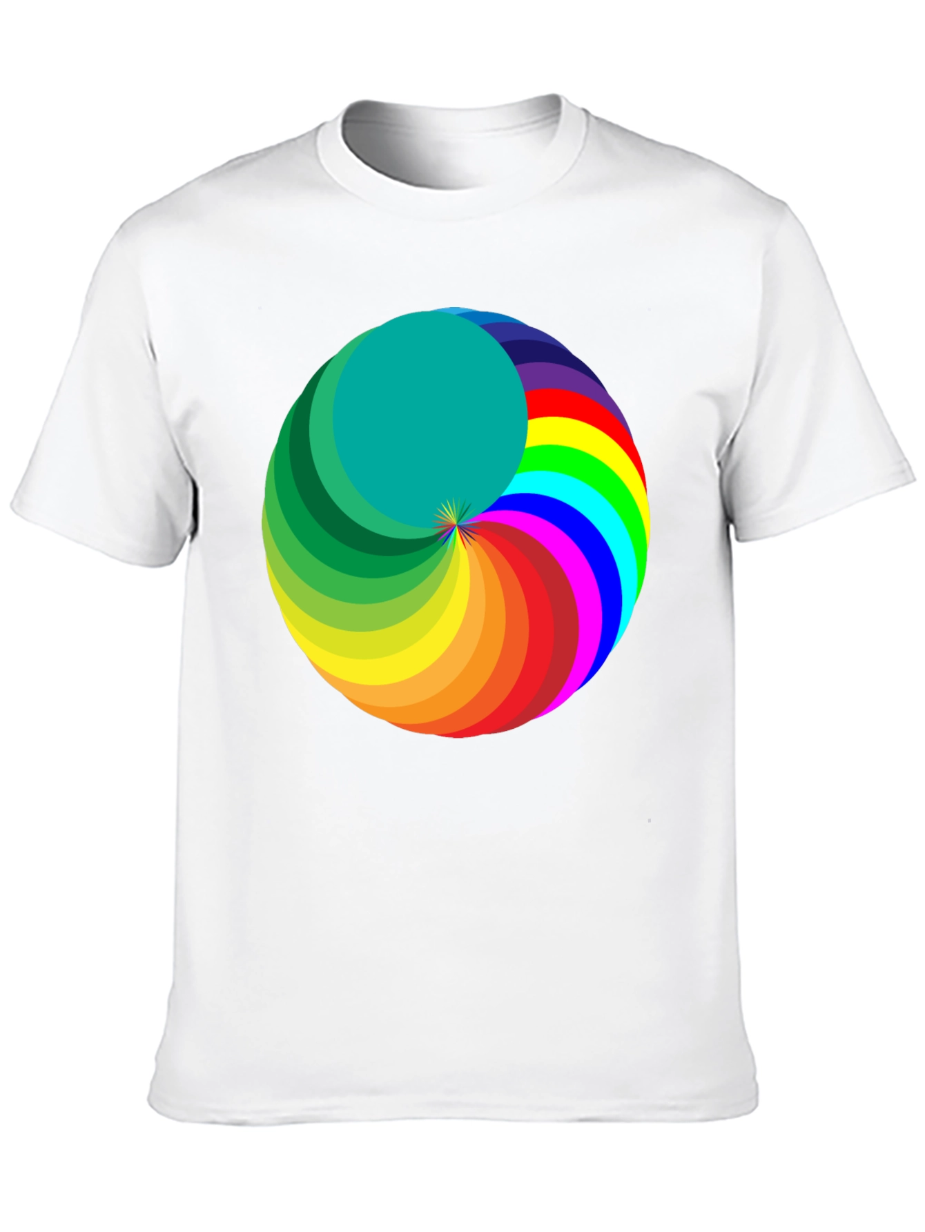 Rainbow Swirl Graphic Tee - Modern Mens Black T-Shirt