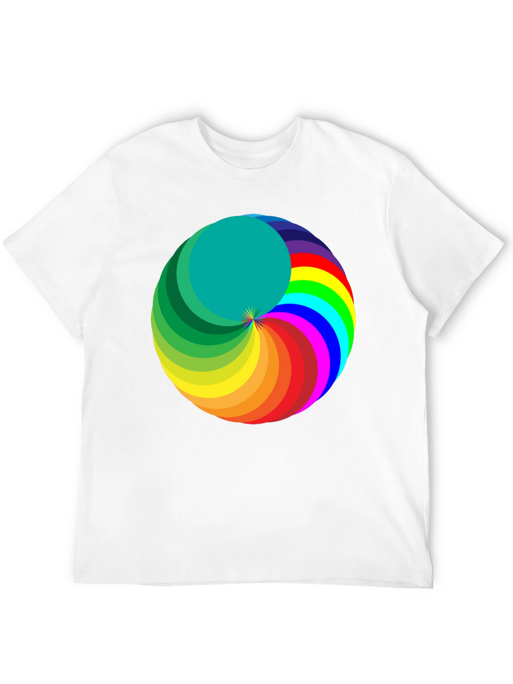 Rainbow Swirl Graphic Tee - Modern Mens Black T-Shirt
