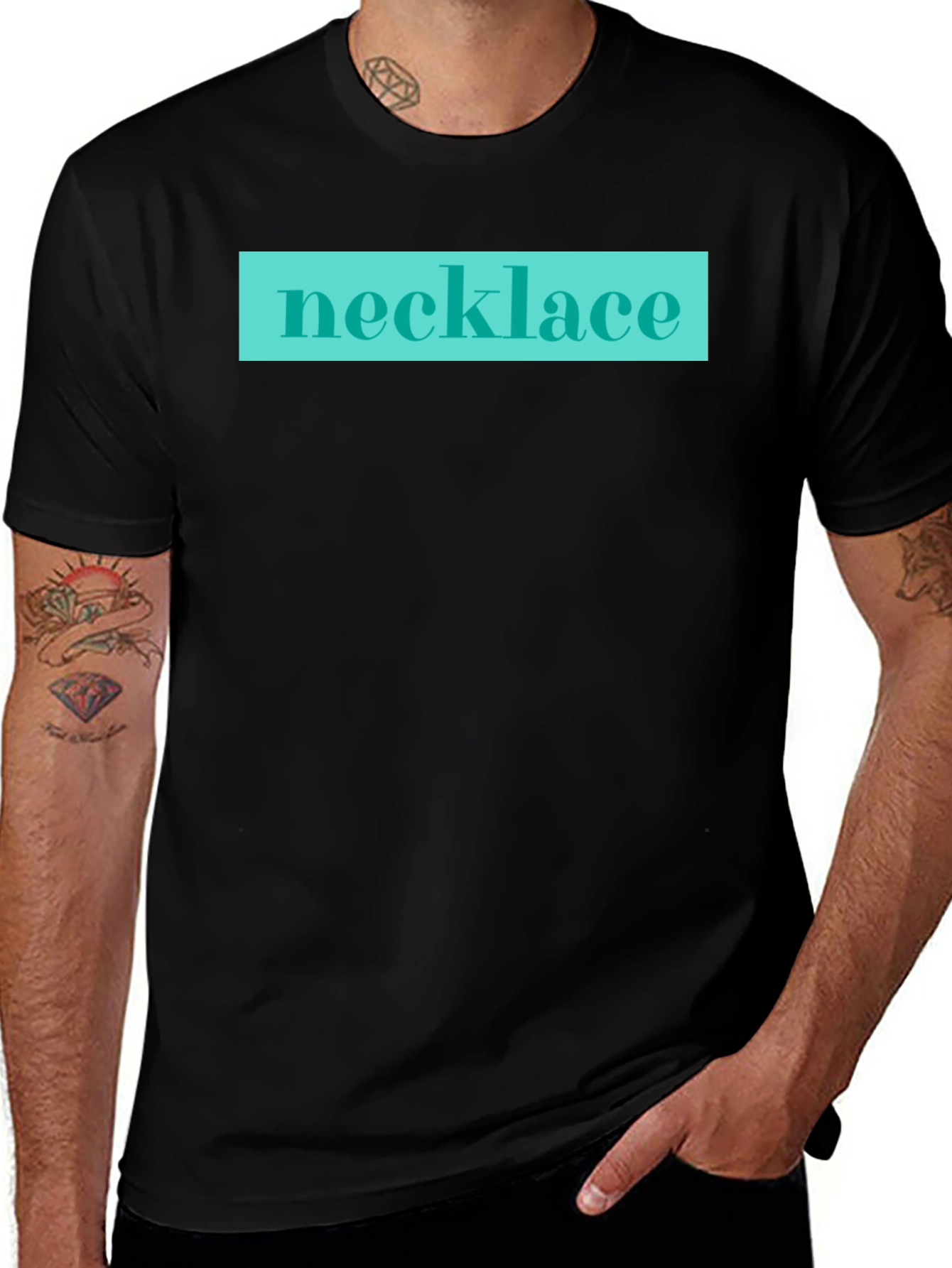 Necklace Graphic Tee - Black Casual Shirt