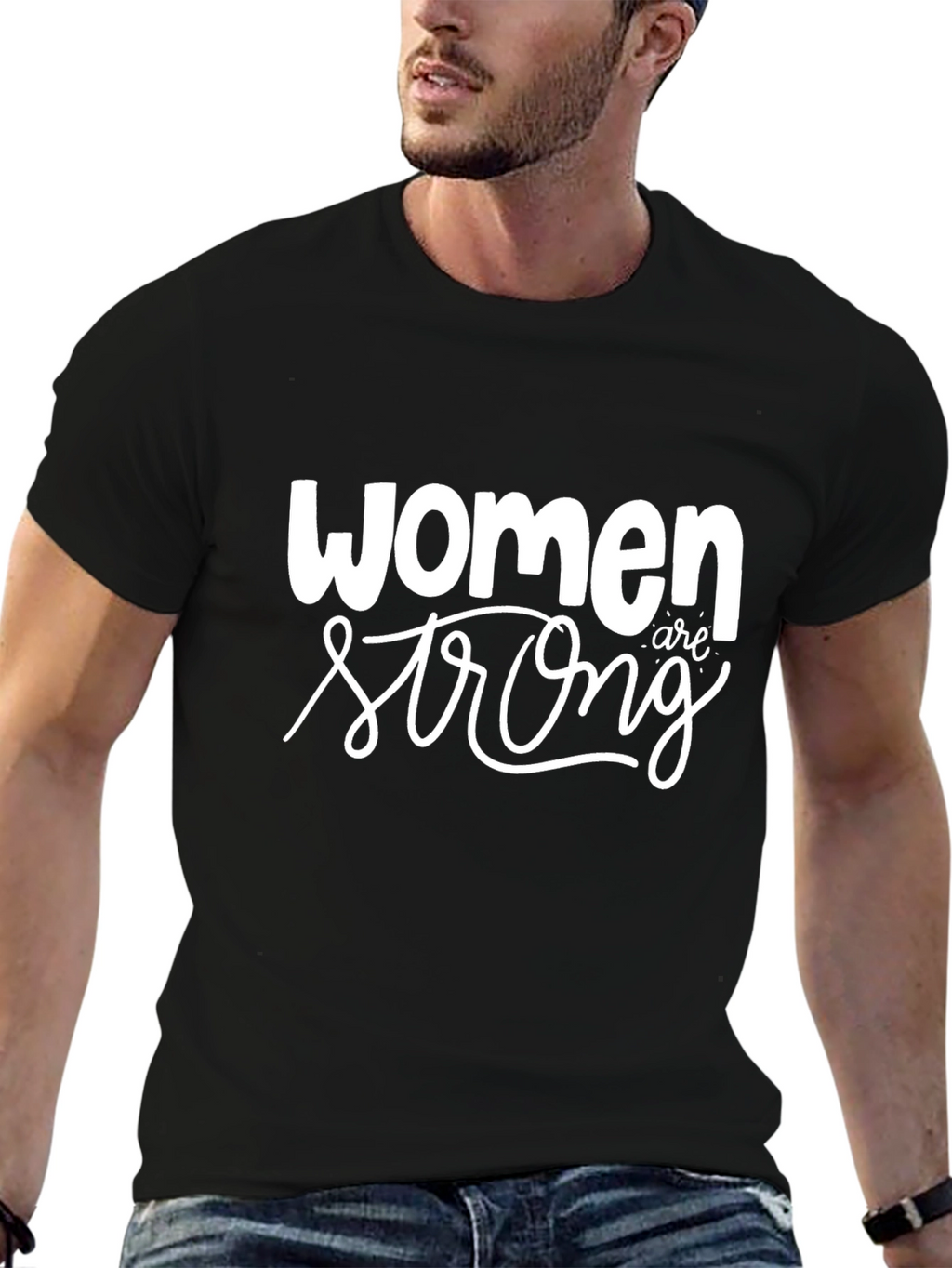 Women Are Strong Graphic Tee - Black