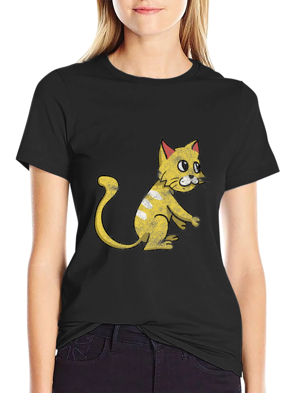 Funny Cartoon Cat Graphic T-Shirt