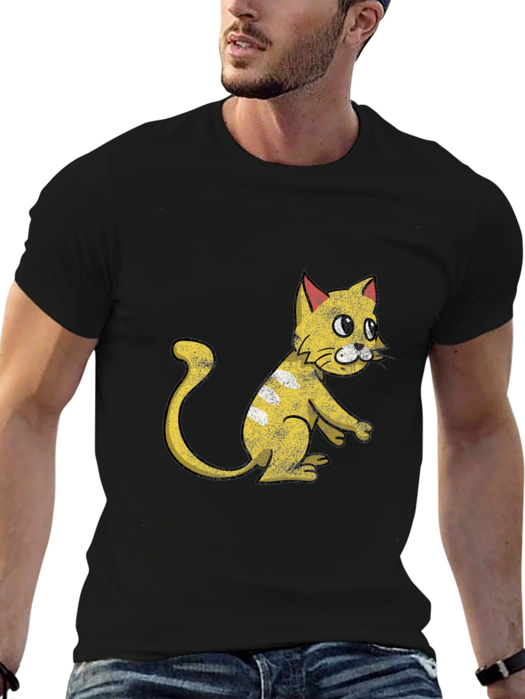 Funny Cartoon Cat Graphic T-Shirt