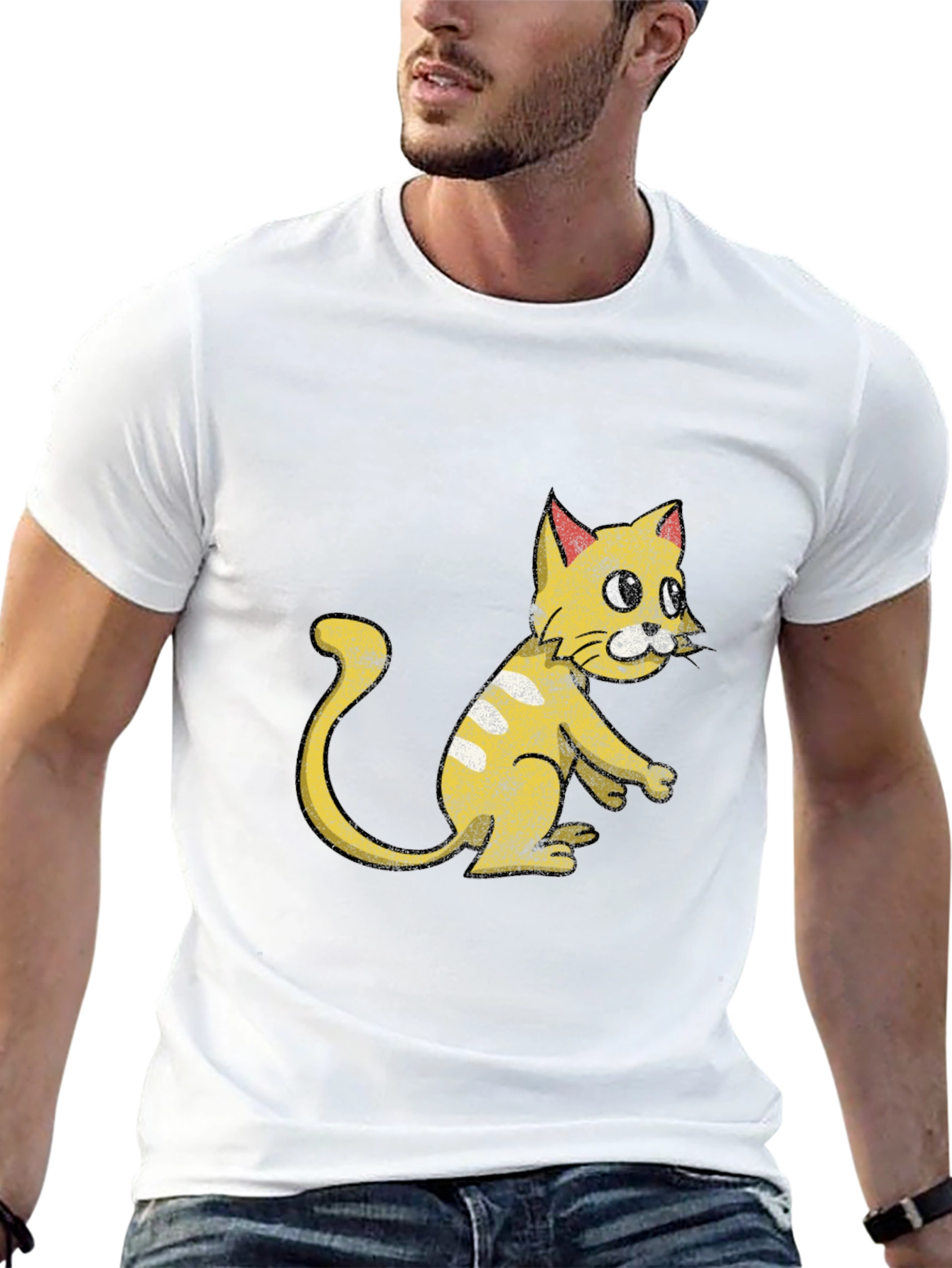 Funny Cartoon Cat Graphic T-Shirt