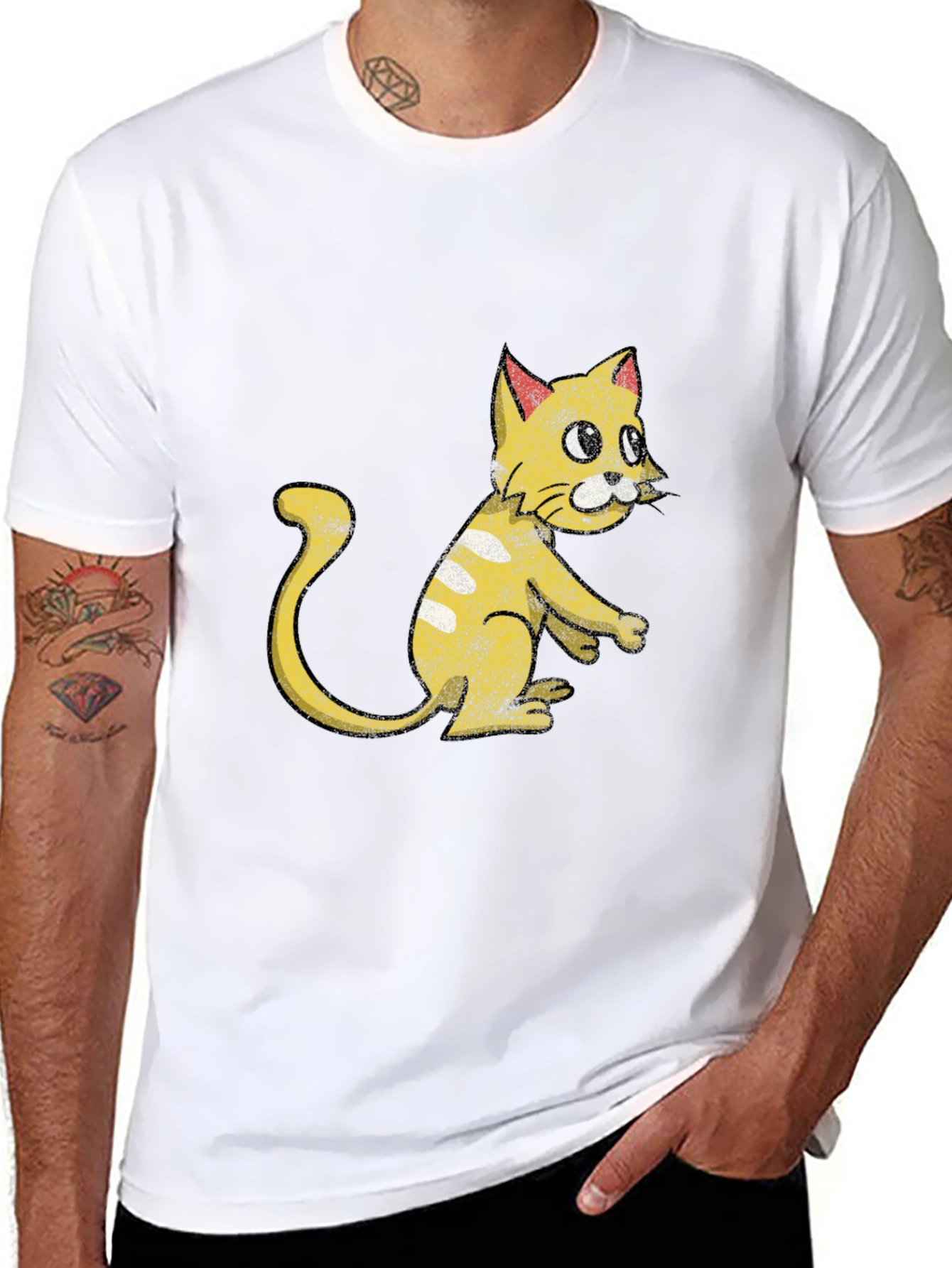 Funny Cartoon Cat Graphic T-Shirt