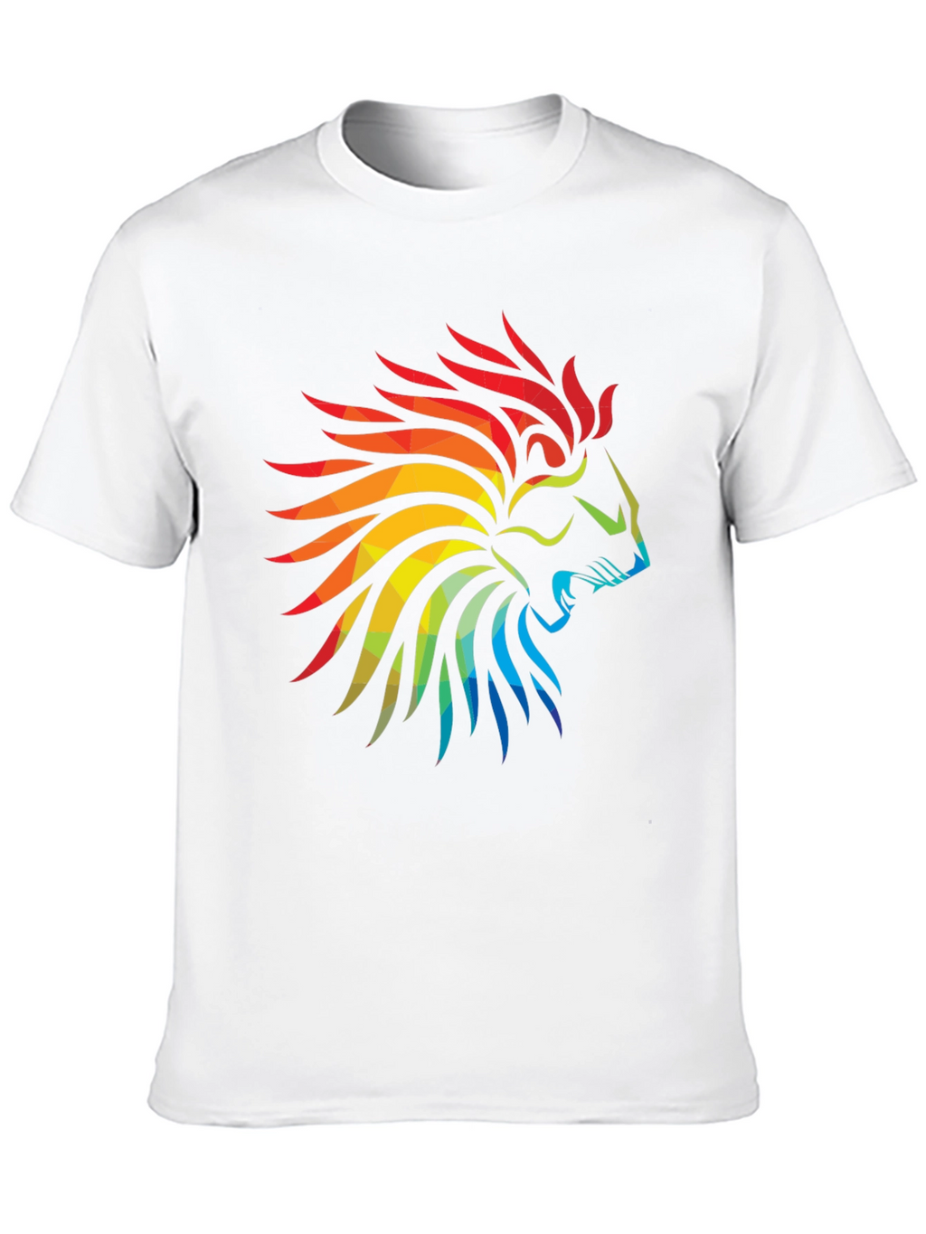 Geometric Lion Head Graphic Black T-Shirt