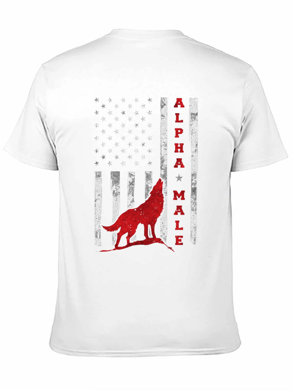 Alpha Male Wolf USA Flag Graphic Tee - Black