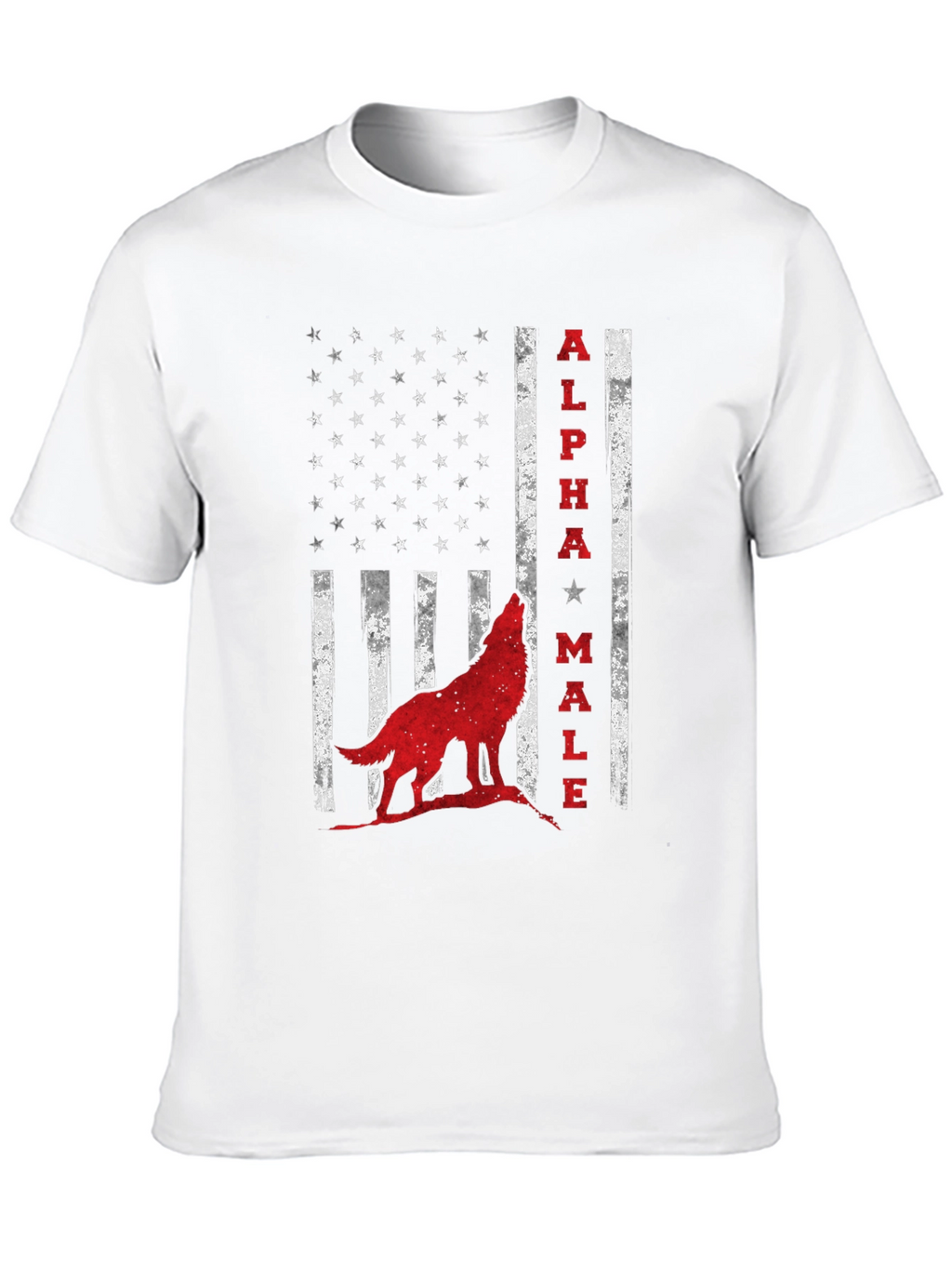 Alpha Male Wolf USA Flag Graphic Tee - Black