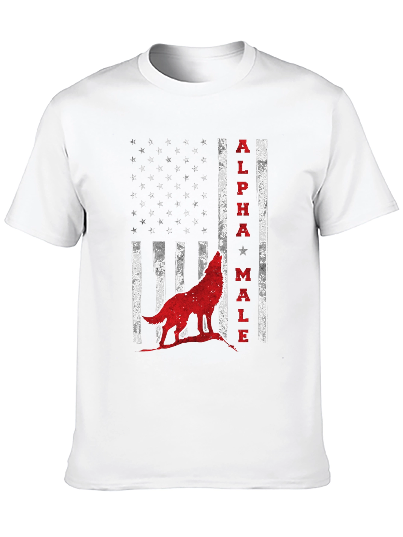Alpha Male Wolf USA Flag Graphic Tee - Black