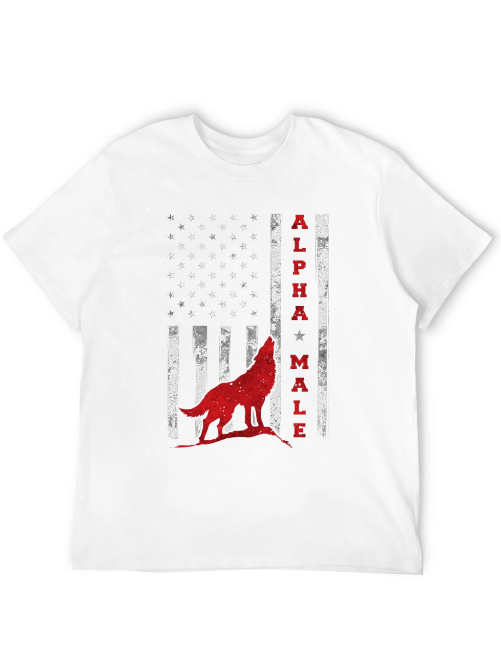 Alpha Male Wolf USA Flag Graphic Tee - Black