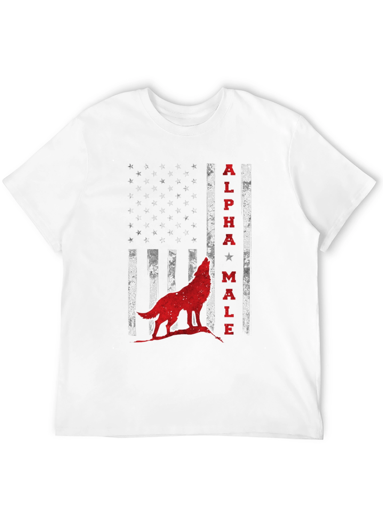Alpha Male Wolf USA Flag Graphic Tee - Black