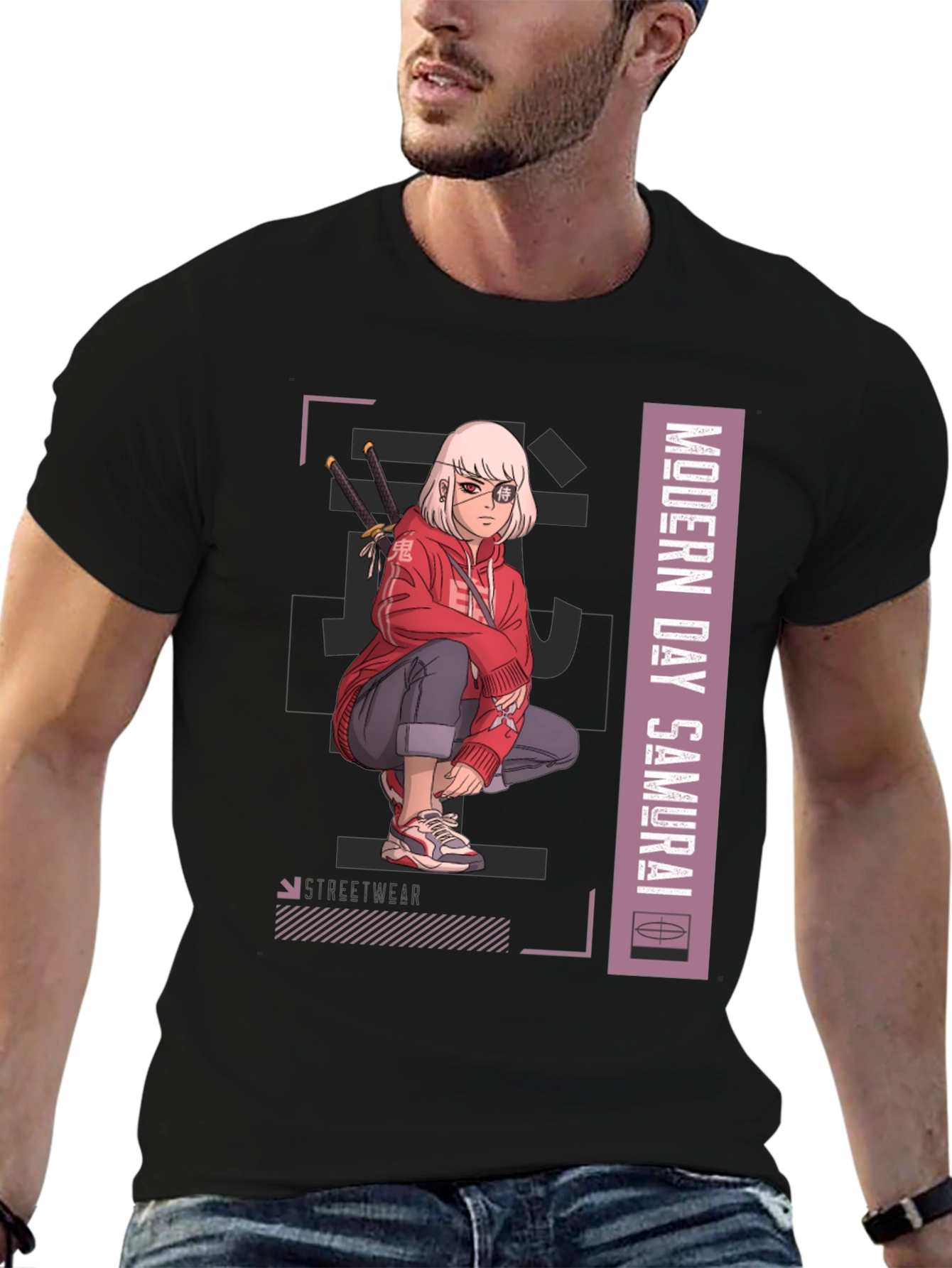 Modern Day Samurai Graphic Tee - Anime Style
