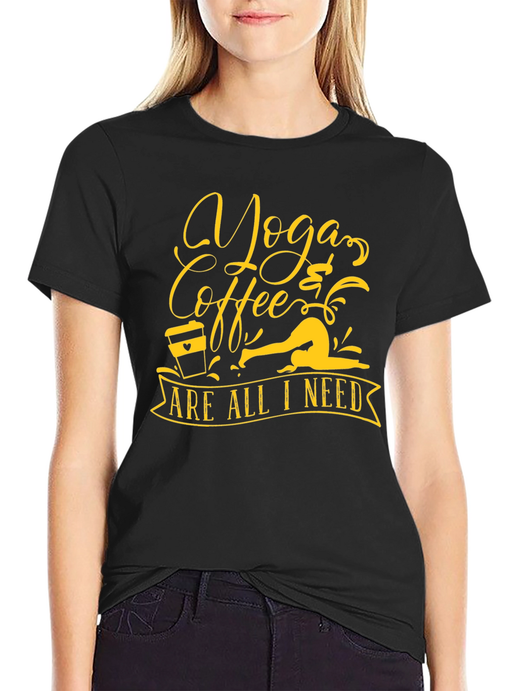 Yoga & Coffee Black Graphic Tee