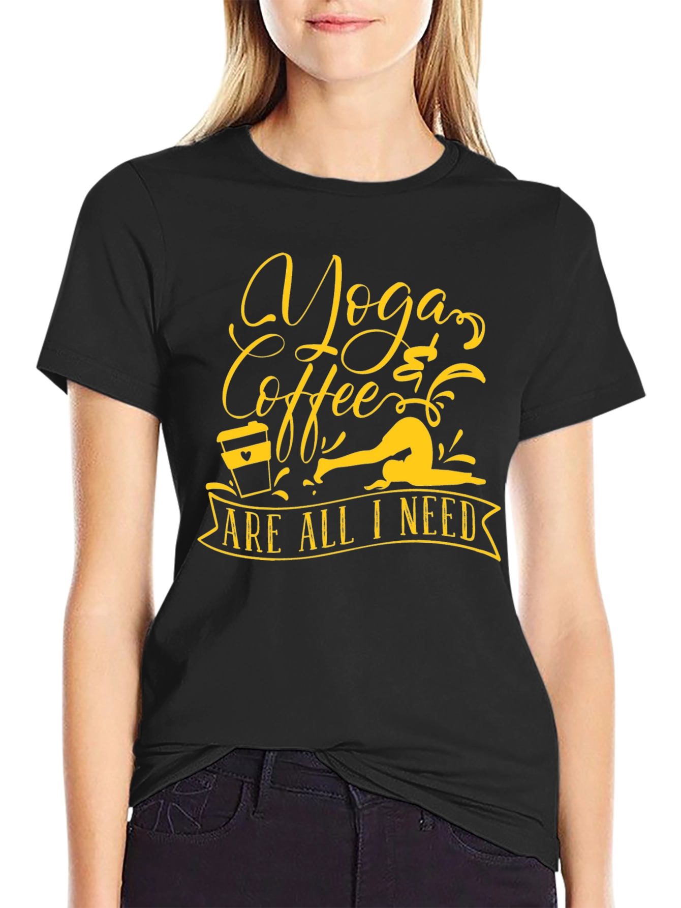 Yoga & Coffee Black Graphic Tee
