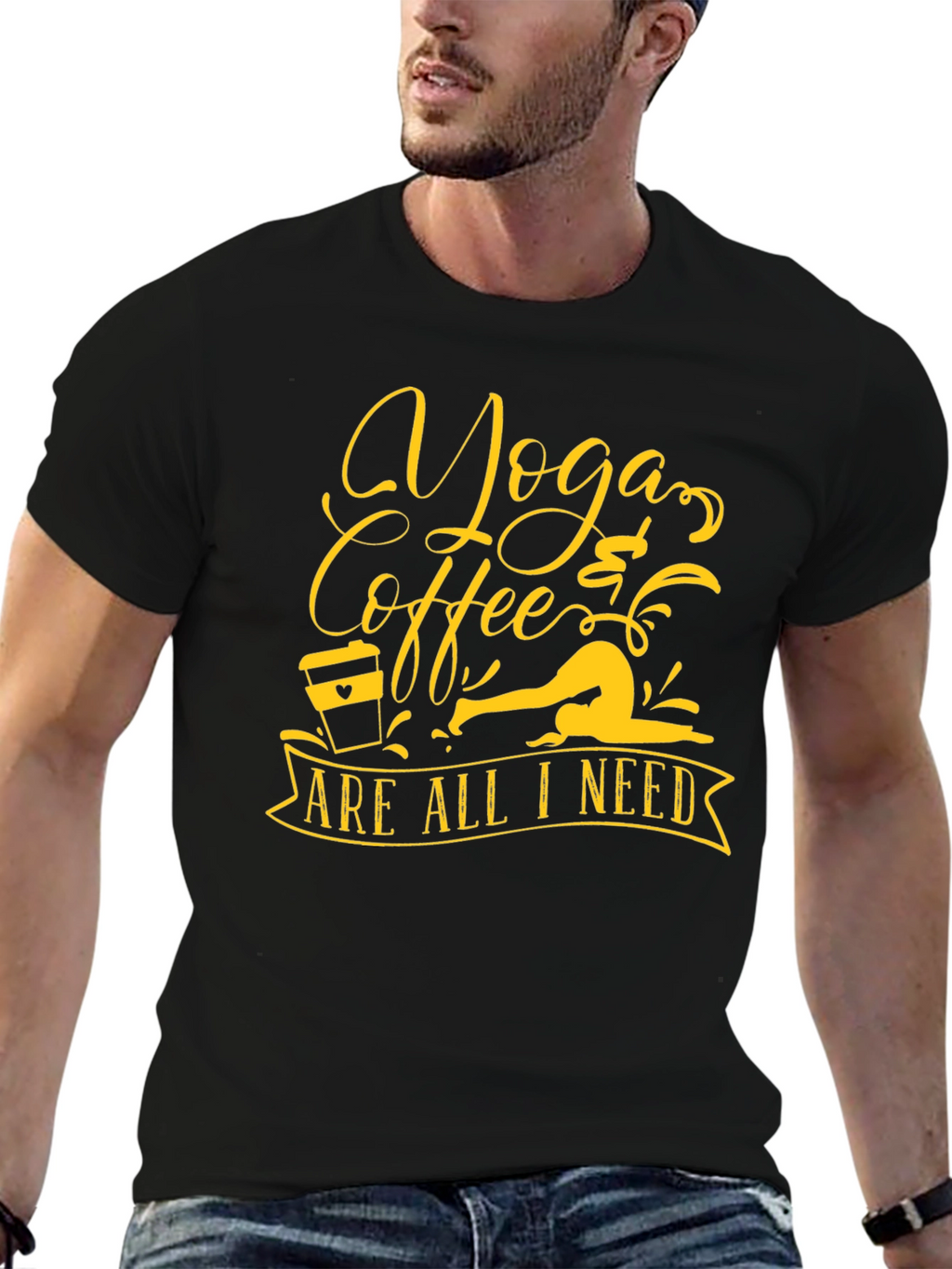 Yoga & Coffee Black Graphic Tee