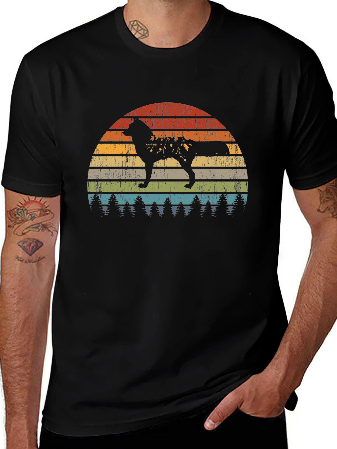 Vintage Sunset Wolf T-Shirt