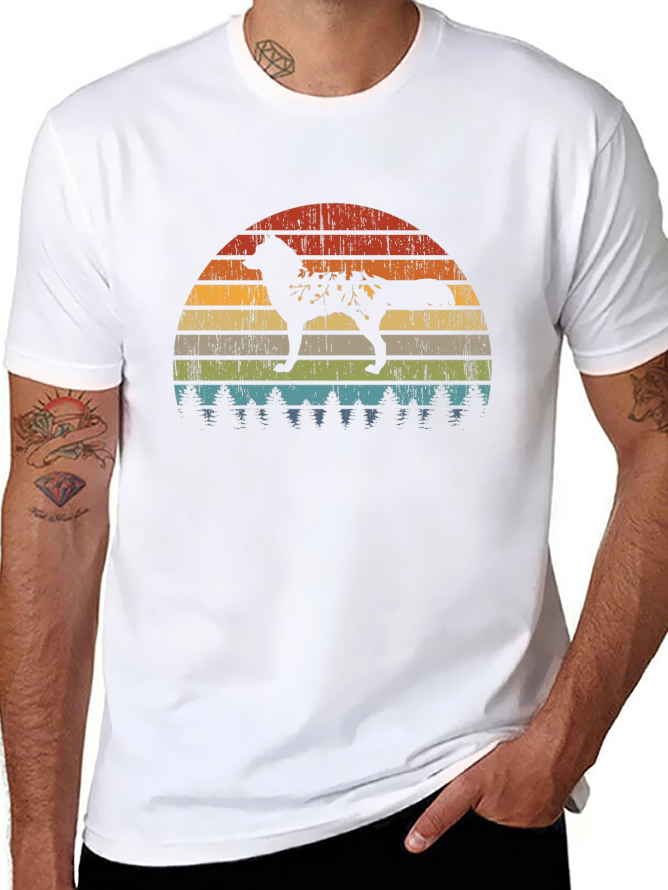 Vintage Sunset Wolf T-Shirt